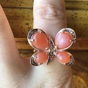 Natural Peach Moonstone Sterling Silver Ring Size 8